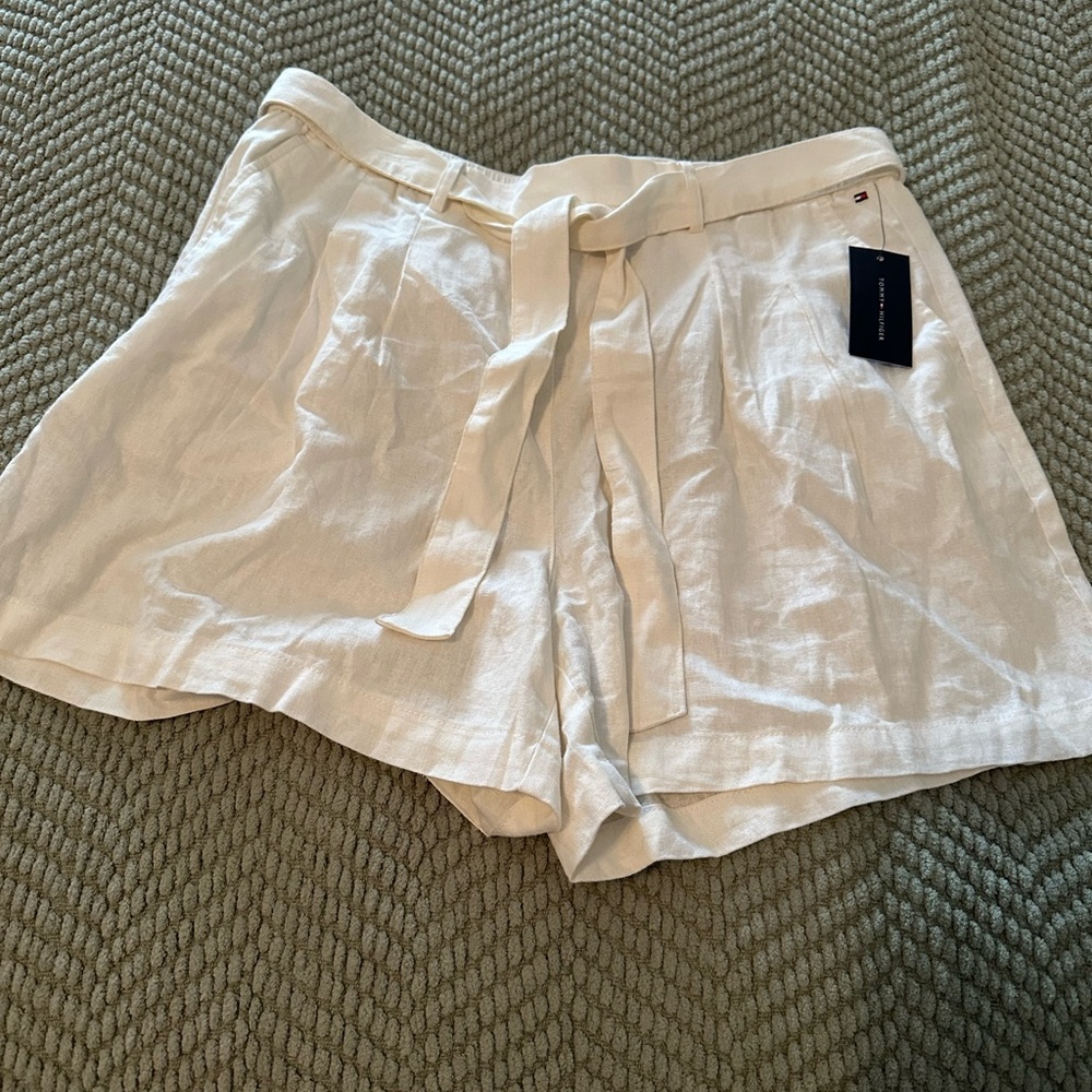 Women's Linen White Shorts